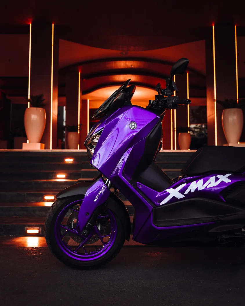 Violet Yamaha XMAX 250cc scooter rental in Bali